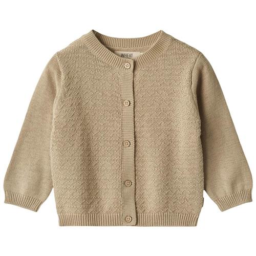 Se Wheat Bjørn Cardigan Grey Sand | Beige | 80 cm ved Babyshop