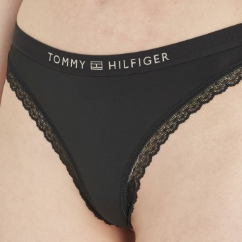 Tommy Hilfiger Trusser Tonal Logo Lace Thong Sort Large Dame