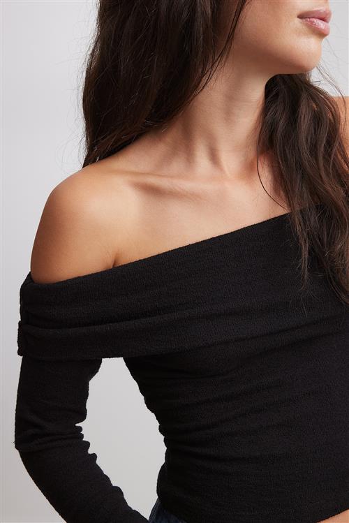 NA-KD Off shoulder jerseytop - Black