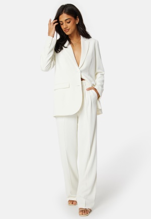 Se Bubbleroom Occasion Straight Leg Suit Pants White 36 ved Bubbleroom