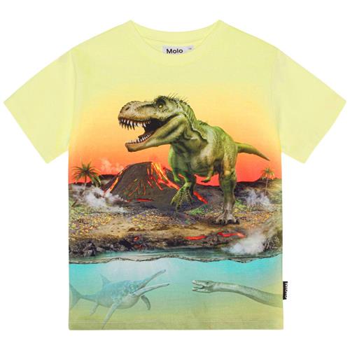 Se Molo GOTS Riley T-shirt Volcano Dino | Gul | 98 cm ved Babyshop