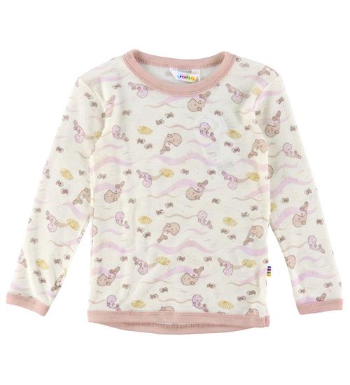 Se Joha Joha Bluse - Uld - Off White/StÃ¸vet Rosa m. Hval ved KidsWorld