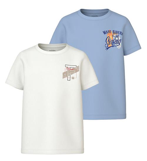 Name It Name It T-shirt - NkmVelix - 2-pak - Chambray Blue/Bright White