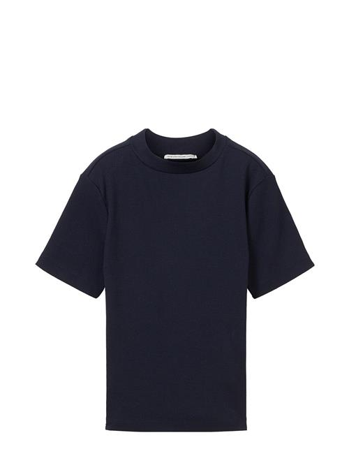 Tom Tailor Cropped Mock Neck Rib T-Shirt Tom Tailor Navy