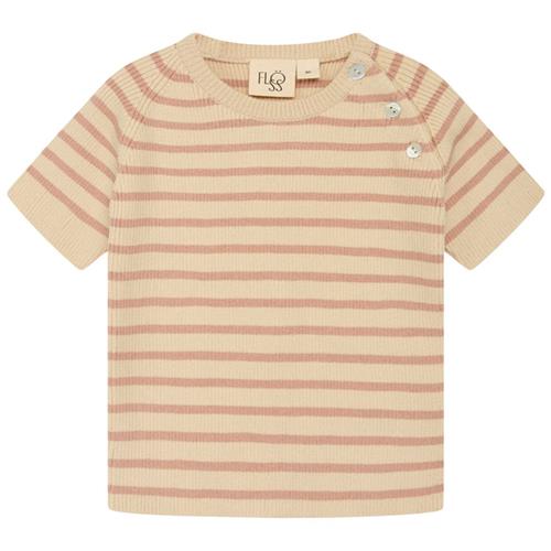 Flöss Flye Stribet T-shirt Acorn/Warm Cotton | Beige | 62 cm