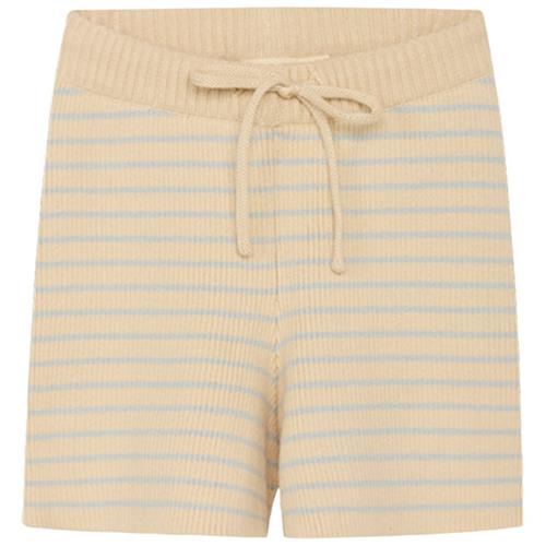 Se Flöss Fyle Strikket Stribet Shorts Sea salt/Warm cotton | Beige | 56 cm ved Babyshop