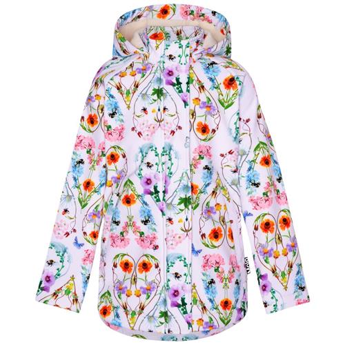 Molo Hillary Softshell Jakke Flower Hearts | Hvid | 122 cm