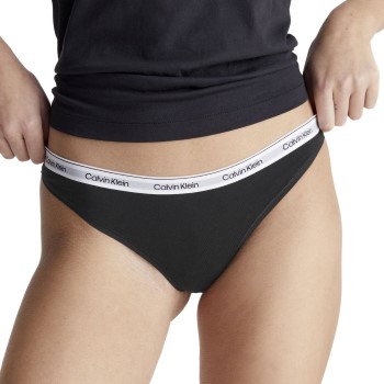 Calvin Klein Trusser Modern Logo Thong Sort bomuld Large Dame