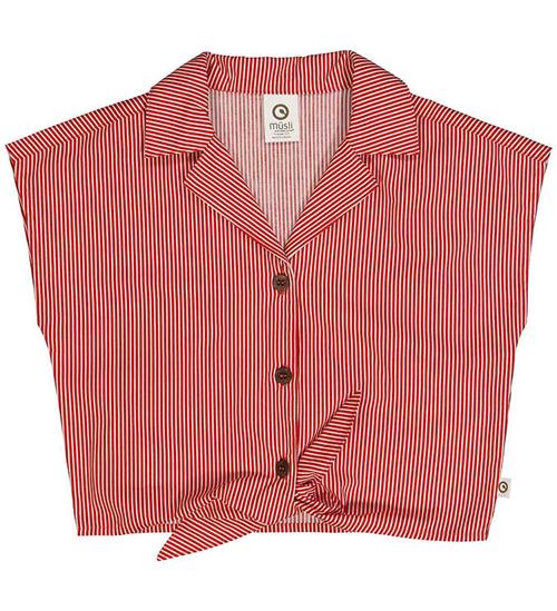 MÃ¼sli Skjorte - Poplin Stripe Crop - Balsam Cream/Apple Red