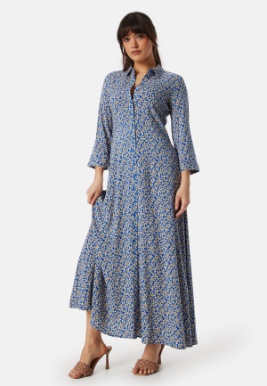 Se YAS Savanna Long Shirt Dress Bluing AOP:Disty Flo S ved Bubbleroom