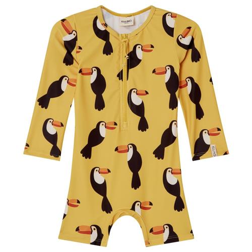 Kuling Paros Mønstret UV-dragt Med Tukaner Harvest Yellow 74/80 cm  Gul  74/80 cm  Unisex
