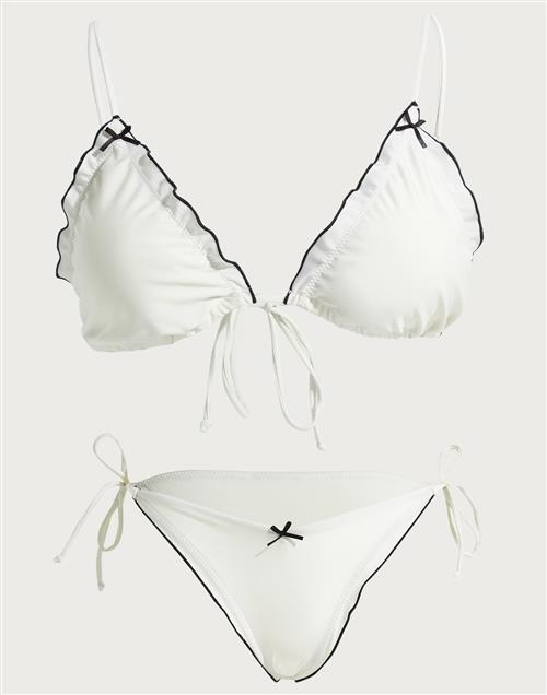 Nelly - Hvid - Contrast Bow Bikini Panty