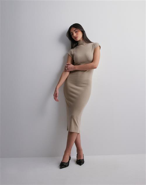 Nelly - Beige - Turtleneck Midi Dress