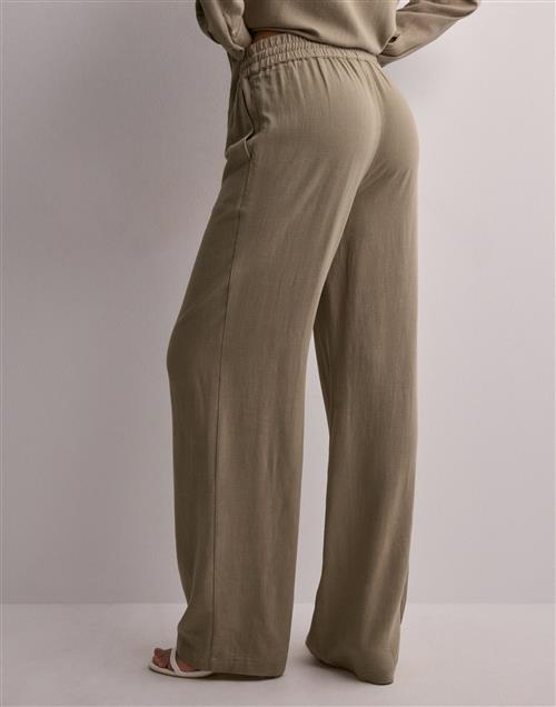 Selected Femme - Beige - Slfviva-Gulia Hw Long Linen Pant No