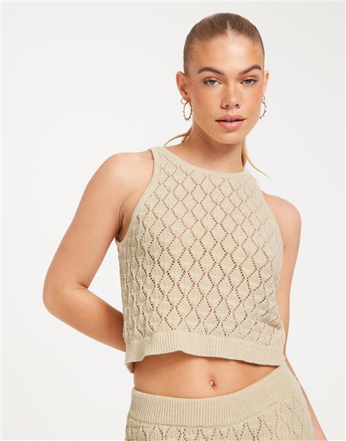 Vero Moda - Beige - Vmevelyn Sl Crochet Top Vma