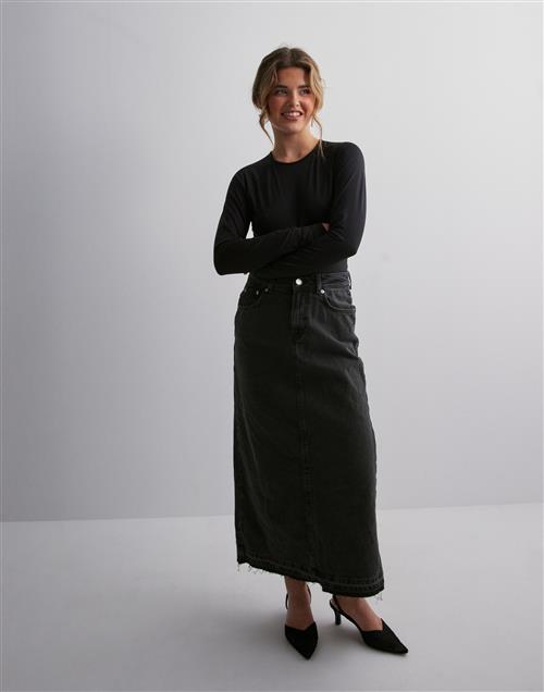 Only - Grå - Onlnelia Mw Maxi Dnm Skirt Cro