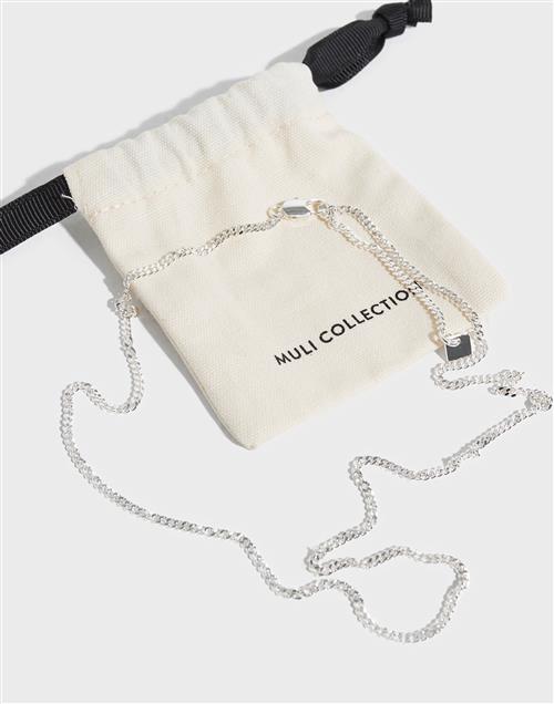 Muli Collection Thin Curb Chain Necklace Men Halsbånd Sølv