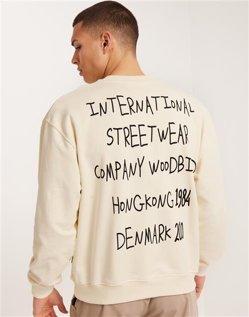 Woodbird WBCope Scribbel Crew Sweatshirts Beige