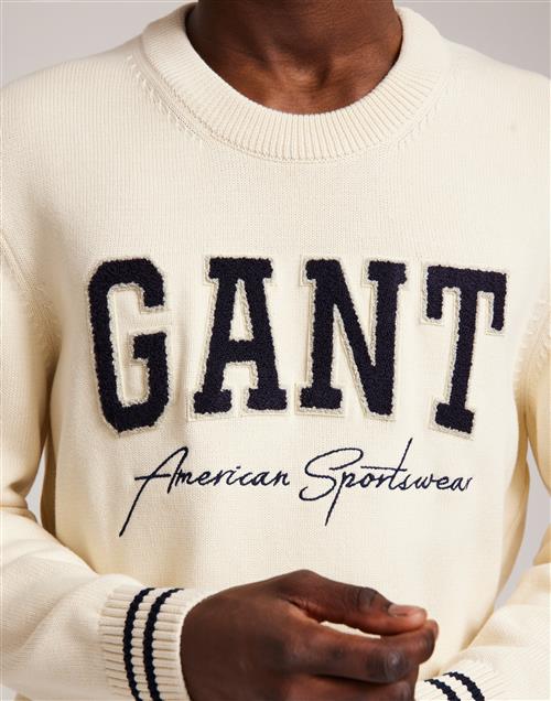 Gant Relaxed Collegiate C-Neck Striktrøjer Beige