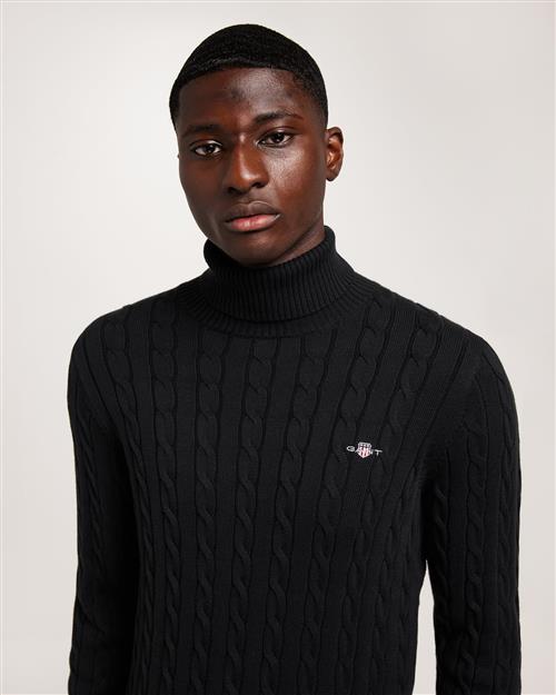 Gant Cotton Cable Turtle Neck Striktrøjer Black