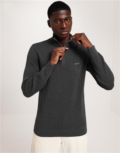 Gant Cotton Pique Halfzip Striktrøjer Antracit Melange