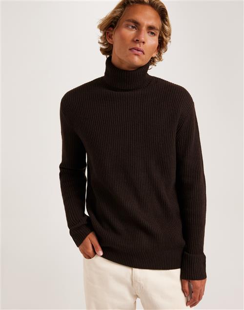 Les Deux Eddie Wool Rib Rollneck Knit Polotrøjer Brun