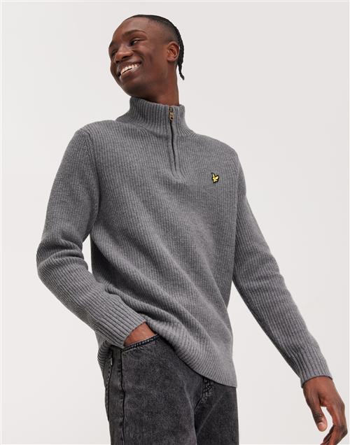 Lyle & Scott Ribbed Quarter Zip Jumper Half zip Grey Marl