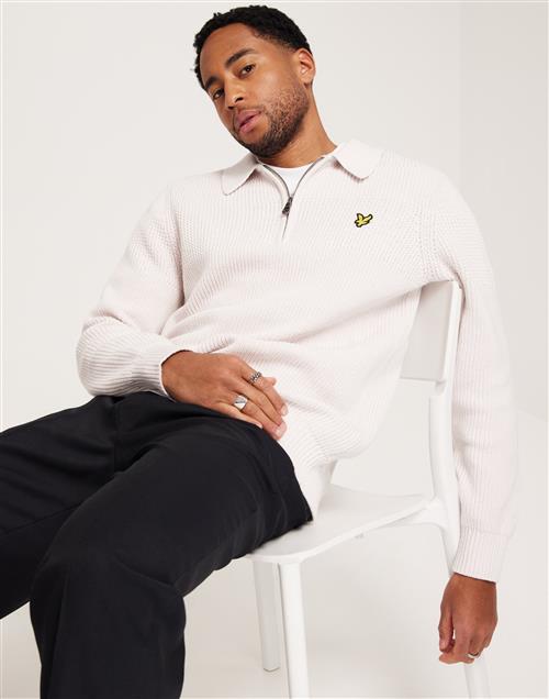 Lyle & Scott Textured Stripe Quarter Zip Rugby Jumper Half zip Hvid