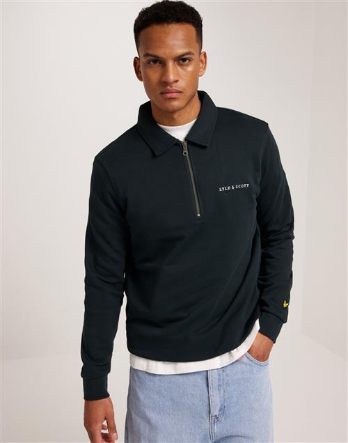 Lyle & Scott Loopback Embroidered Collared Sweatshirt Half zip Dark Navy