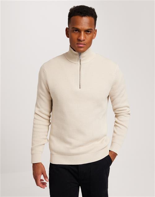 Selected Homme Slhdane Ls Knit Structure Half Zip Half zip Beige