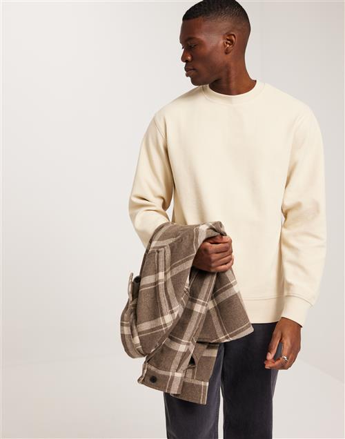 Selected Homme Slhadam Structure Crew Neck Sweat Sweatshirts Beige