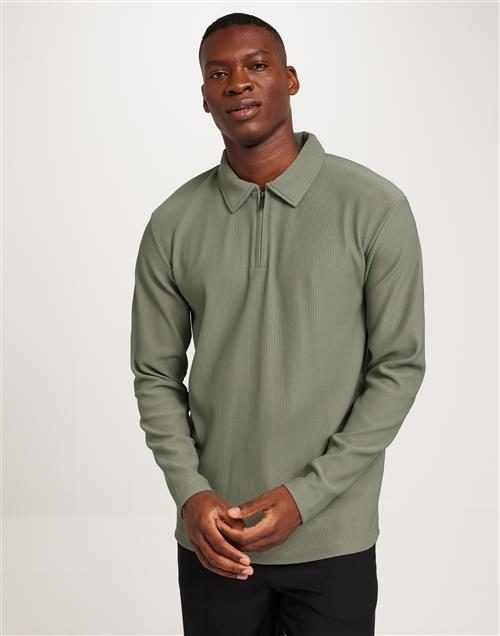 Selected Homme Slhrelax-Plisse Half Zip Ls Polo Ex Half zip Vetiver