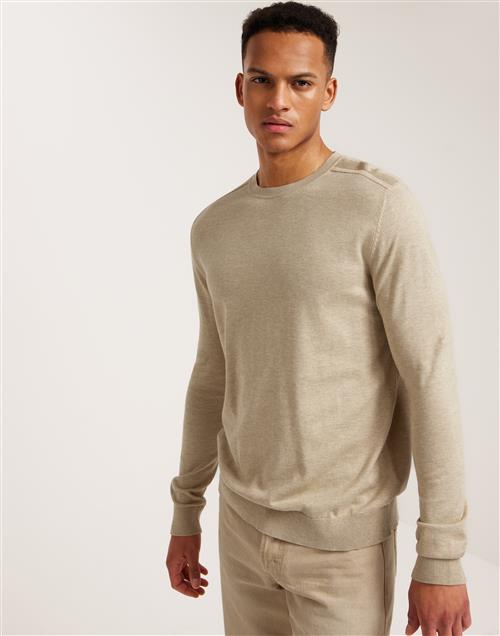 Selected Homme Slhberg Crew Neck Noos Striktrøjer Beige