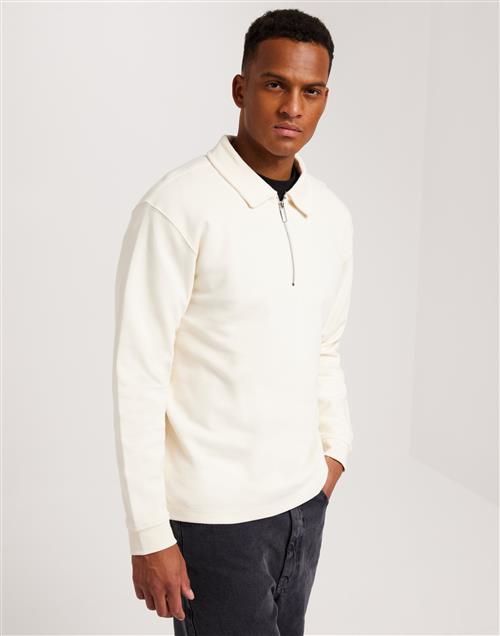 Selected Homme Slhrelaxdap Zip Ls Polo Half zip Egret