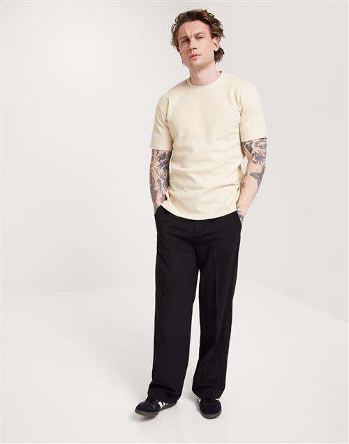 Selected Homme Slhrelaxwalt Waffle Ss O-Neck Tee W Kortærmede t-shirts Beige