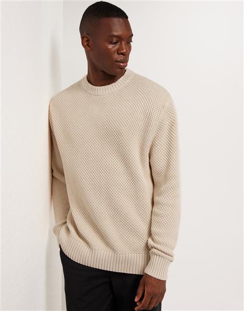 Selected Homme Slhbert Relaxed Ls Knit Stu Crew Ne Striktrøjer Oatmeal Melange