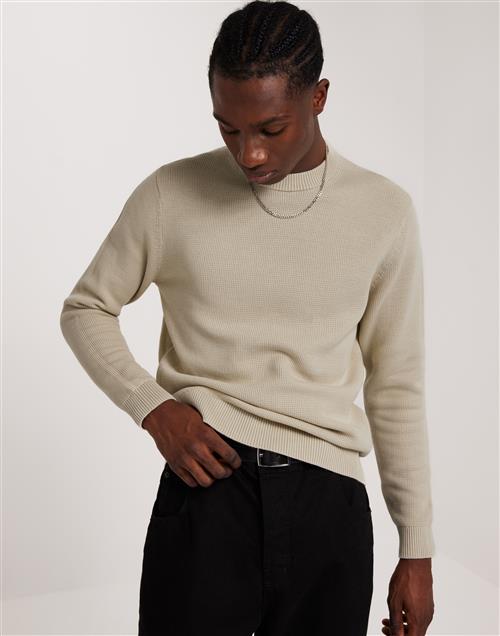 Selected Homme Slhdane Ls Knit Structure Crew Neck Striktrøjer Oatmeal