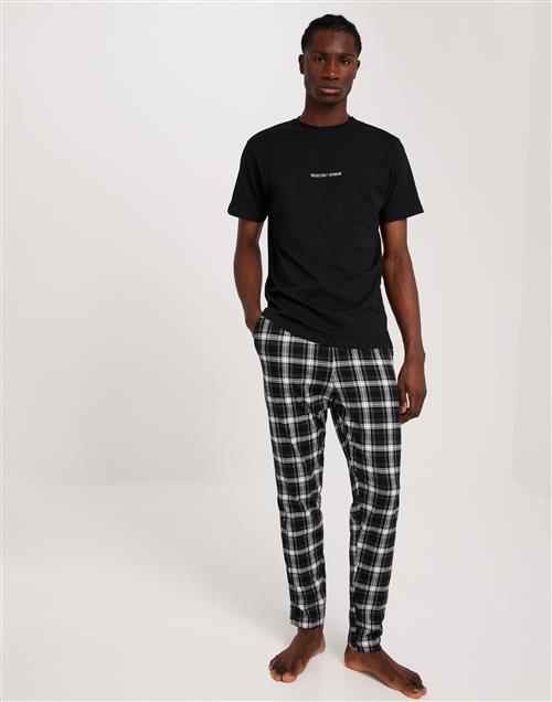 Selected Homme Slhregmonus Ss Lounge Set Exp Pyjamas Black Black/White