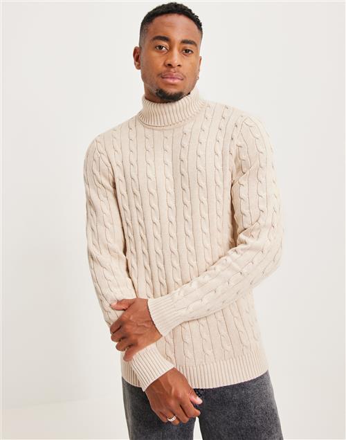 Selected Homme Slhryan Structure Roll Neck Polotrøjer Bone White Melange