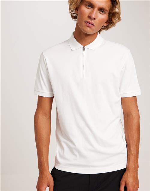 Selected Homme Slhfave Zip Ss Polo Noos Kortærmede poloer Hvid