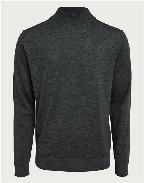 Selected Homme Slhtown Merino Coolmax Knit Mock B Striktrøjer Grå