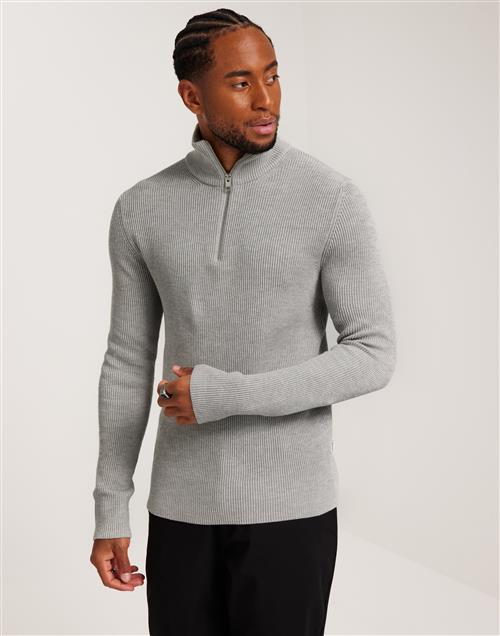 Jack & Jones Jprccperfect Knit Half Zip Sn Striktrøjer Cool Grey Melange