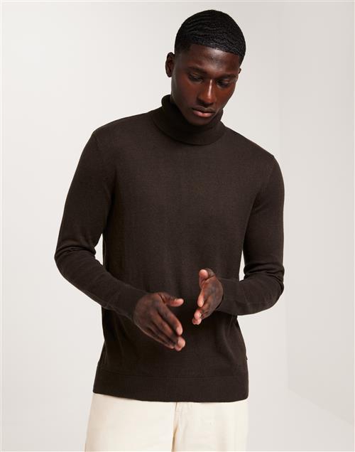 Jack & Jones Jjeemil Knit Roll Neck Noos Polotrøjer Seal Brown