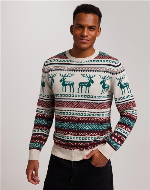 Jack & Jones Jorsnowball Knit Crew Neck Jultröjor Moonbeam