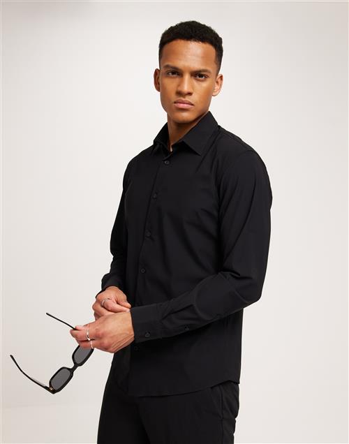 Jack & Jones Jprblaactive Stretch Slim Shirt L/S Hverdagsskjorter Black Slim Fit