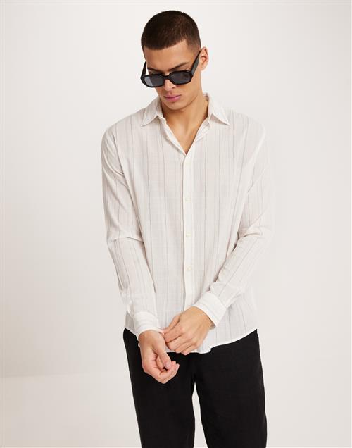 Only & Sons Onssweet Rlx Ls Striped Shirt Vita skjortor Hvid