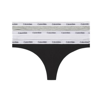 Calvin Klein Trusser 3P Modern Logo Thongs Hvid/Grå bomuld Small Dame