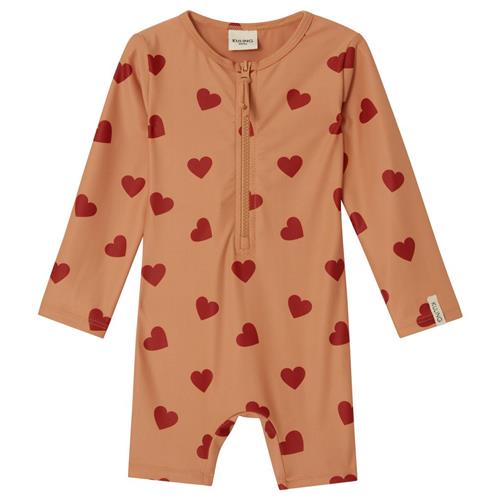 Se Kuling Paros Hjertemønstret UV-dragt Terracotta | Orange | 98/104 cm ved Babyshop