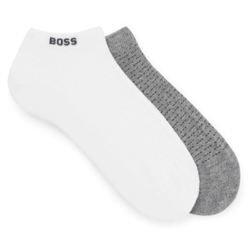 BOSS Strømper 2P Minipatetrn CC Ankle Socks Hvid/Grå Str 43/46 Herre