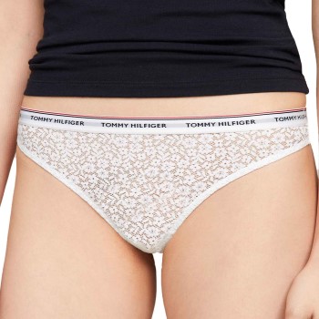 Tommy Hilfiger Trusser 3P Premium Essentials Lace Thong Flerfarvet polyamid Small Dame